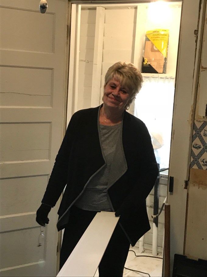 Donna, John’s Mom, helping with the living room 